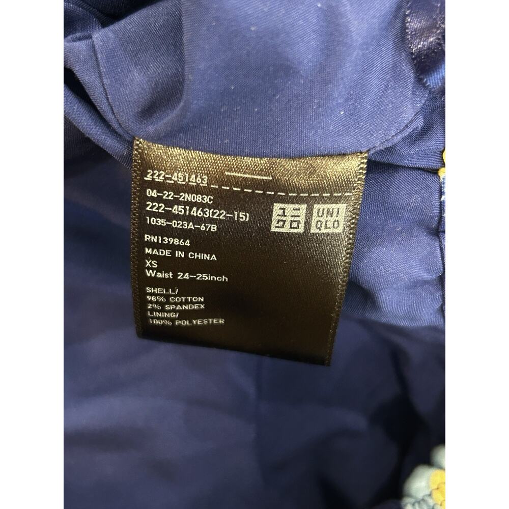 Marni Uniqlo Balloon Floral Skirt Womens Size XS Navy Blue Cotton Twill Pull On - Picture 7 of 7